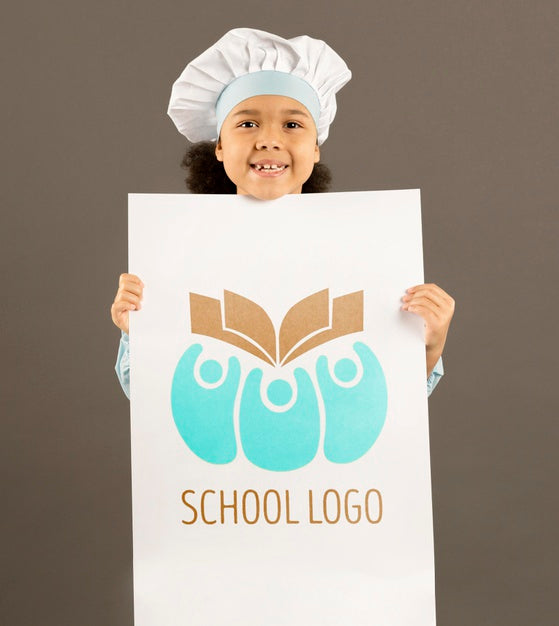 Portrait Of Young Girl Posing As Cook Psd