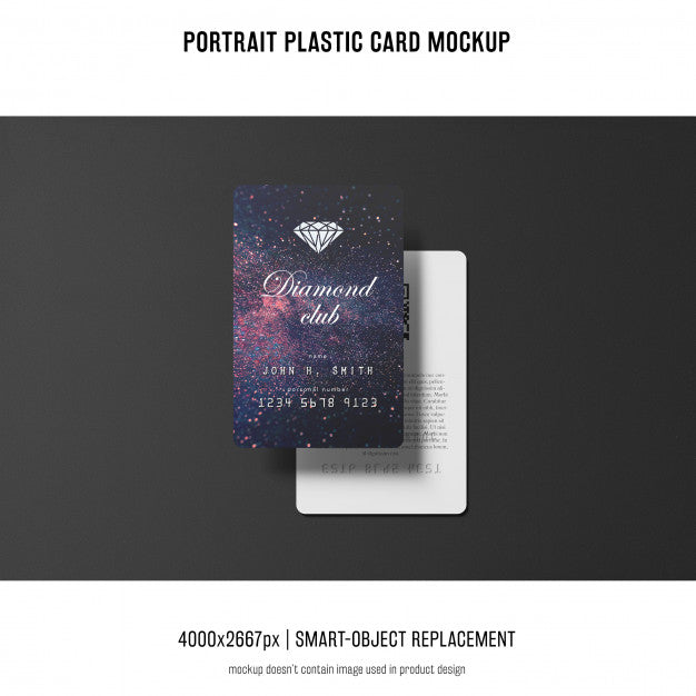 Portrait Plastic Card Mockup Psd