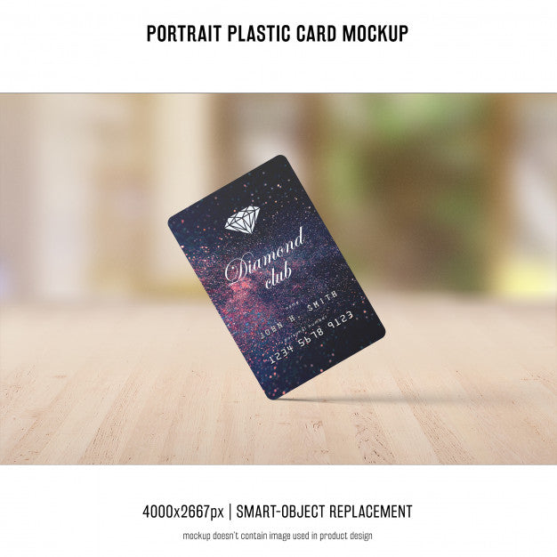 Portrait Plastic Card Mockup Psd