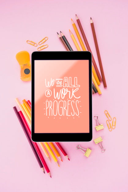 Positive Message On Tablet Mock-Up Psd