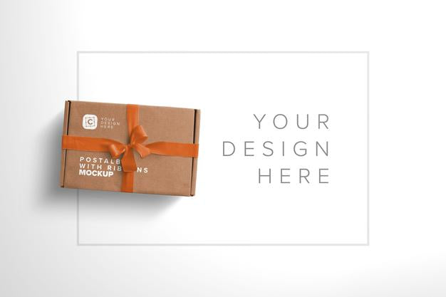 Postal Box With Bow And Ribbons Mockup Psd