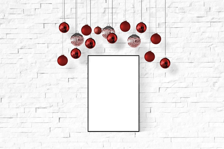 Christmas Decoration White Blank Frame Photo Mockup