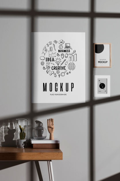 Poster And Pictures Seen Through Window Shadows Psd