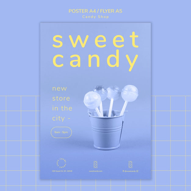 Poster Concept For Candy Shop Template Psd