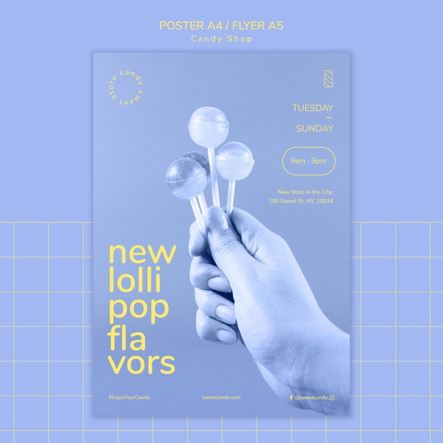 Poster Design For Candy Shop Template Psd
