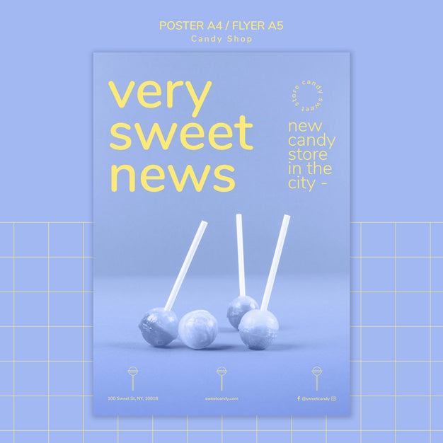Poster Design For Template For Candy Shop Psd