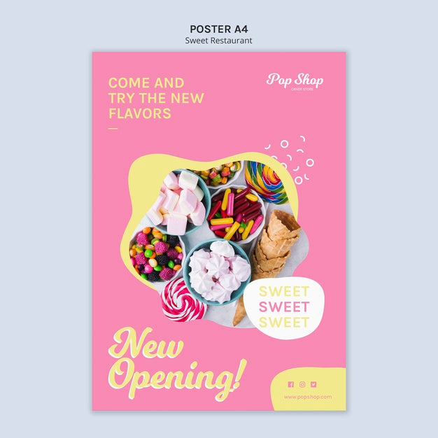 Poster For Pop Candy Shop Design Psd