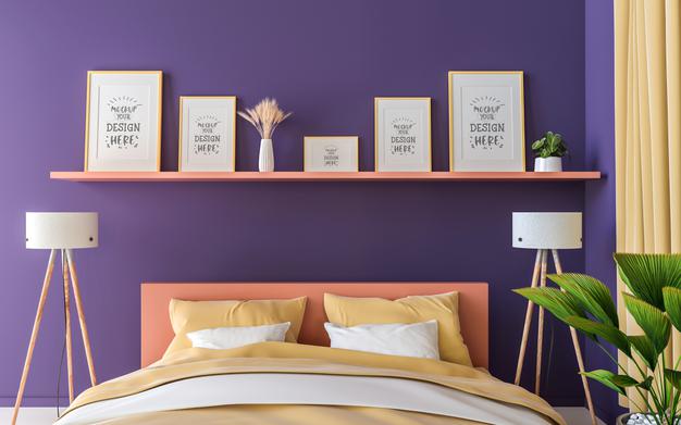 Poster Frame In Bedroom Mockup Psd