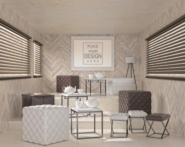 Poster Frame In Cafe Psd