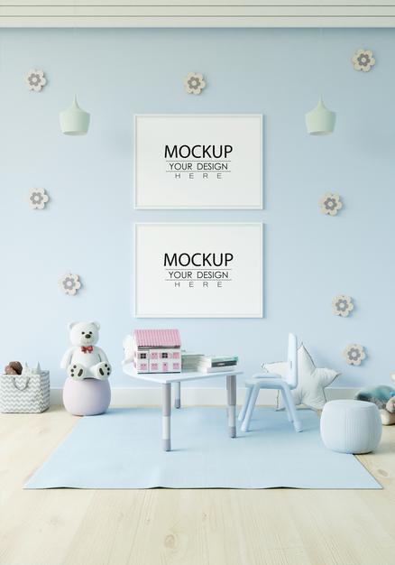 Poster Frame In Children'S Bedroom Mockup Psd