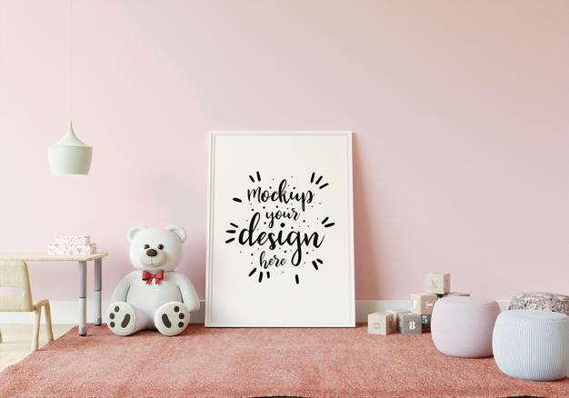 Poster Frame In Children'S Bedroom Mockup Psd