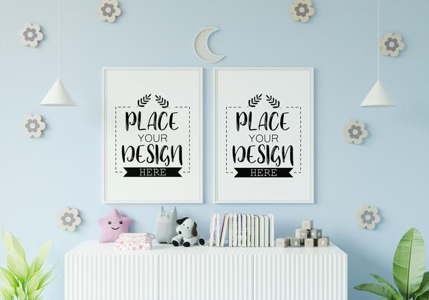 Poster Frame In Children'S Bedroom Mockup Psd