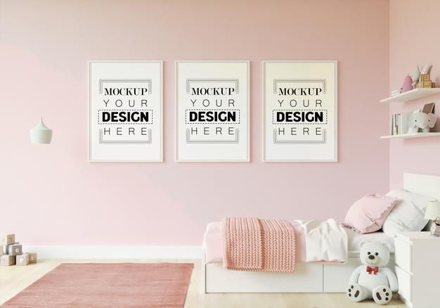 Poster Frame In Children'S Bedroom Mockup Psd