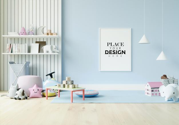 Poster Frame In Children'S Bedroom Mockup Psd