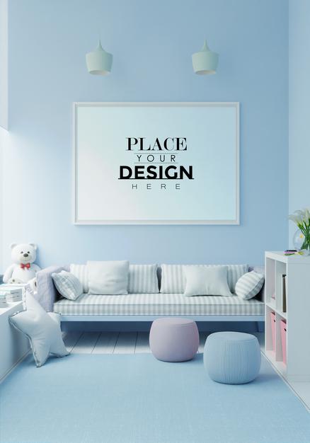 Poster Frame In Children'S Bedroom Mockup Psd