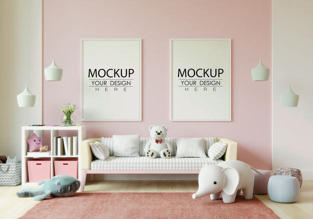Poster Frame In Children'S Bedroom Mockup Psd