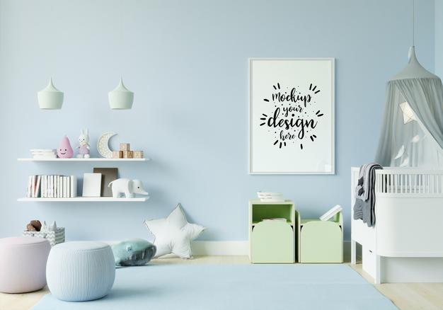 Poster Frame In Children'S Bedroom Mockup Psd
