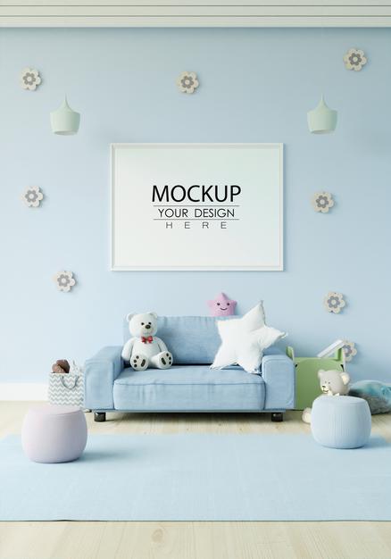 Poster Frame In Children'S Bedroom Mockup Psd