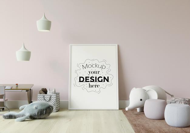 Poster Frame In Children'S Bedroom Mockup Psd