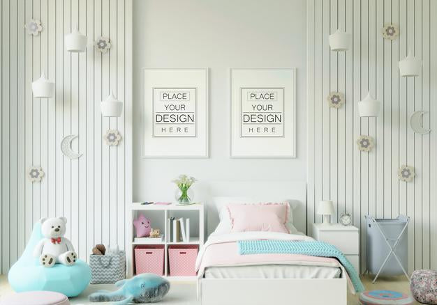 Poster Frame In Children'S Bedroom Mockup Psd