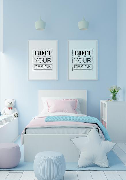 Poster Frame In Children'S Bedroom Mockup Psd