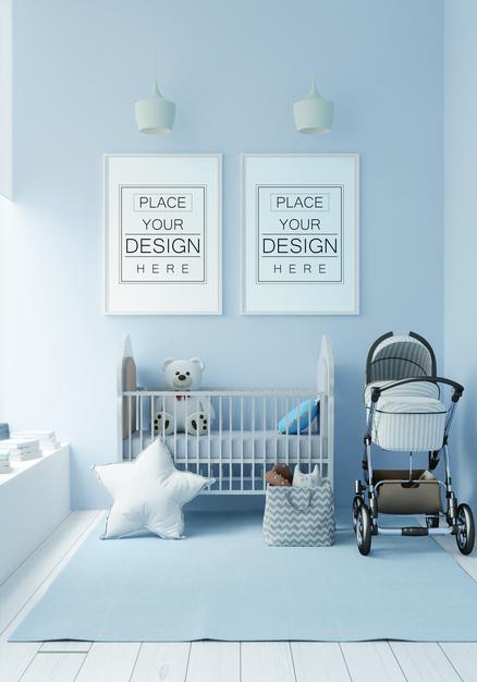 Poster Frame In Children'S Bedroom Mockup Psd