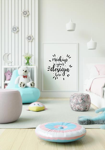 Poster Frame In Children'S Bedroom Mockup Psd