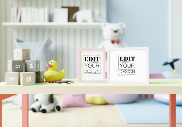 Poster Frame In Children'S Bedroom Mockup Psd