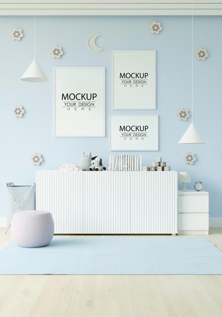 Poster Frame In Children'S Bedroom Mockup Psd