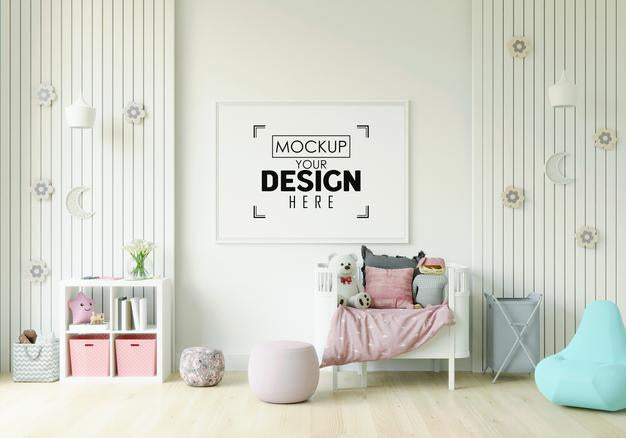 Poster Frame In Children'S Bedroom Mockup Psd