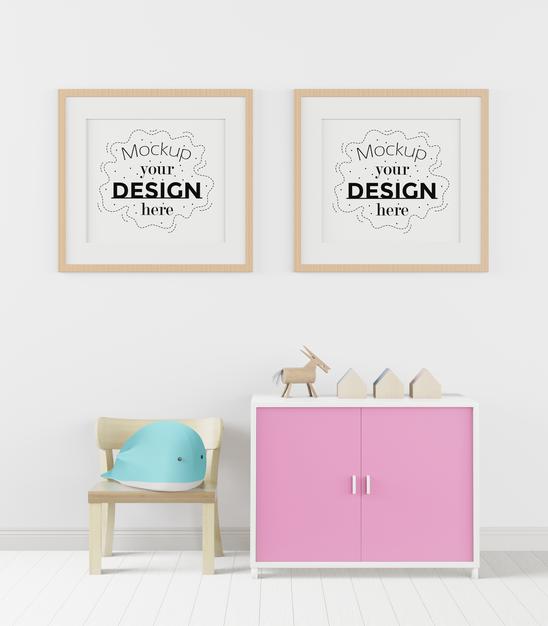Poster Frame In Children'S Bedroom Psd Mockup Psd