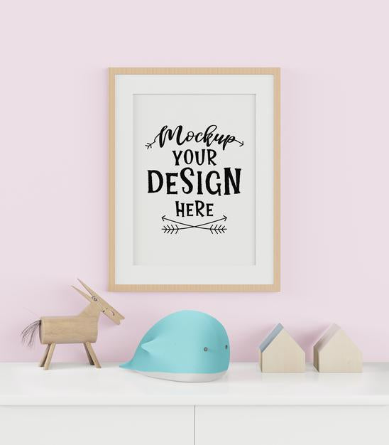 Poster Frame In Children'S Bedroom Psd Mockup Psd
