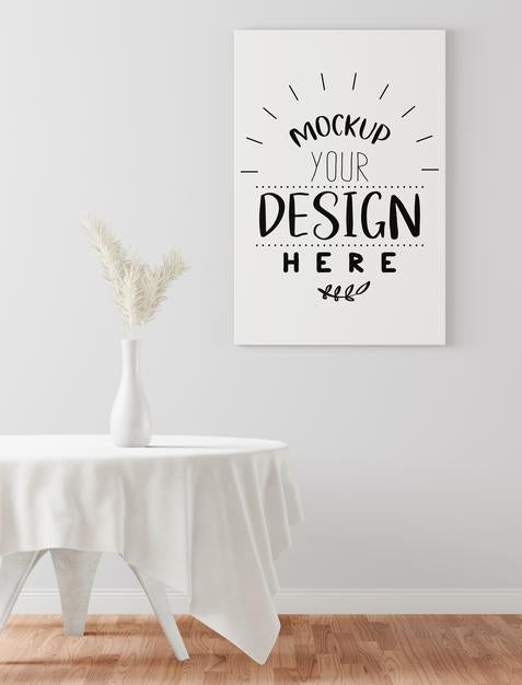 Poster Frame In Dining Room Mockup Psd