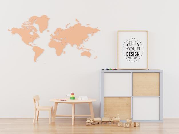 Poster Frame In Kids Room Psd Mockup Psd