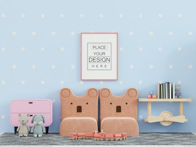 Poster Frame In Kids Room Psd Mockup Psd