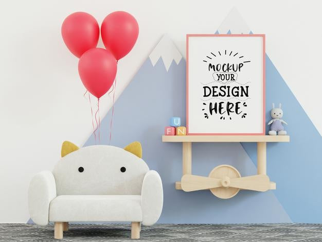 Poster Frame In Kids Room Psd Mockup Psd