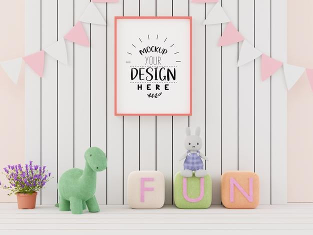 Poster Frame In Kids Room Psd Mockup Psd