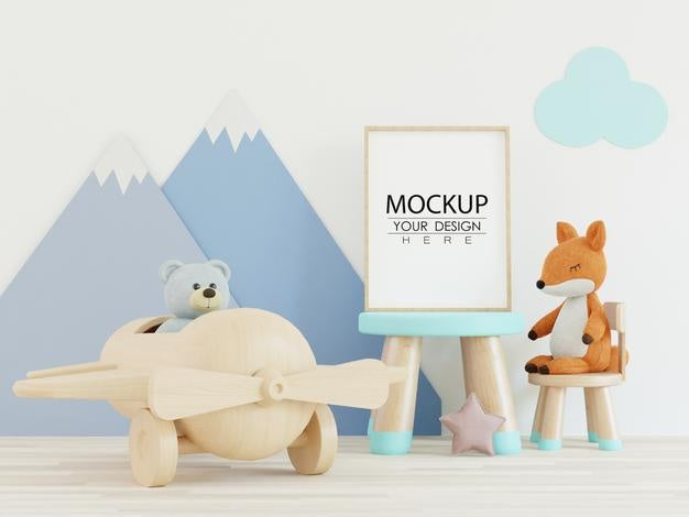 Poster Frame In Kids Room Psd Mockup Psd