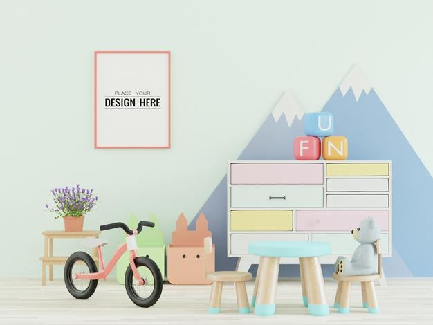Poster Frame In Kids Room Psd Mockup Psd