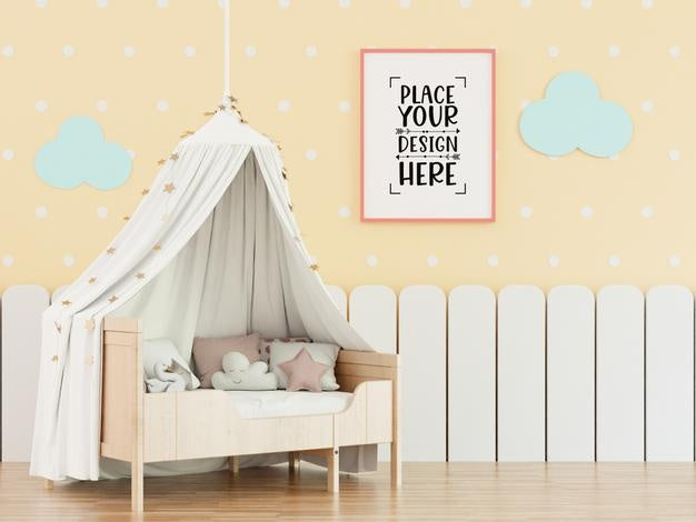 Poster Frame In Kids Room Psd Mockup Psd