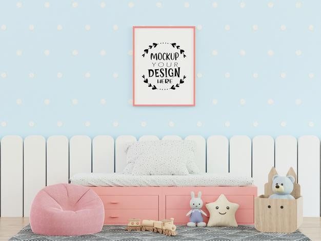 Poster Frame In Kids Room Psd Mockup Psd