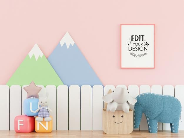 Poster Frame In Kids Room Psd Mockup Psd