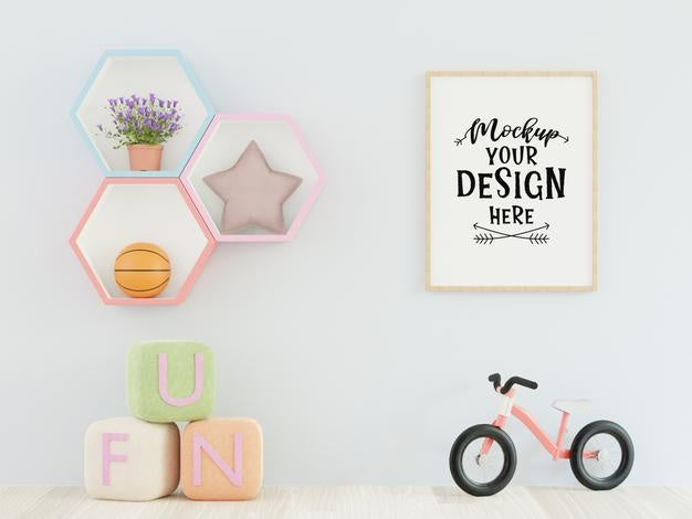 Poster Frame In Kids Room Psd Mockup Psd