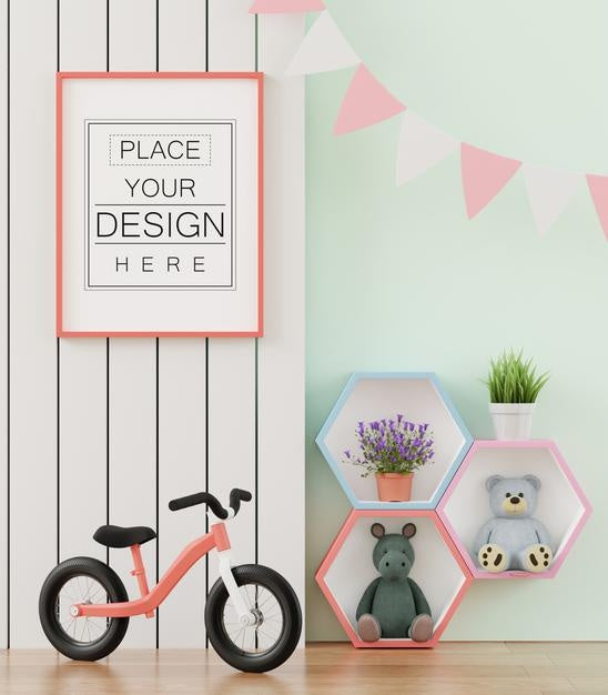 Poster Frame In Kids Room Psd Mockup Psd