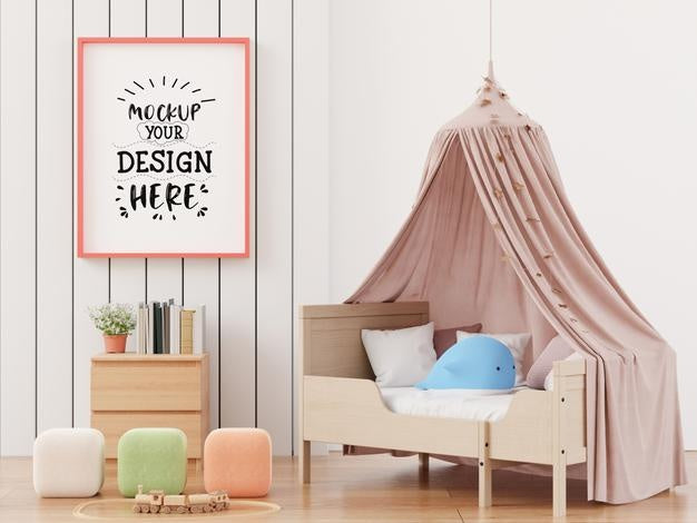 Poster Frame In Kids Room Psd Mockup Psd