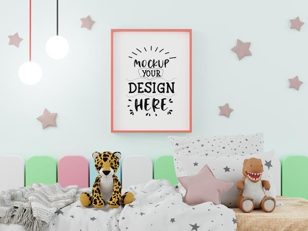 Poster Frame In Kids Room Psd Mockup Psd