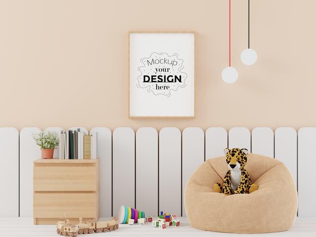 Poster Frame In Kids Room Psd Mockup Psd