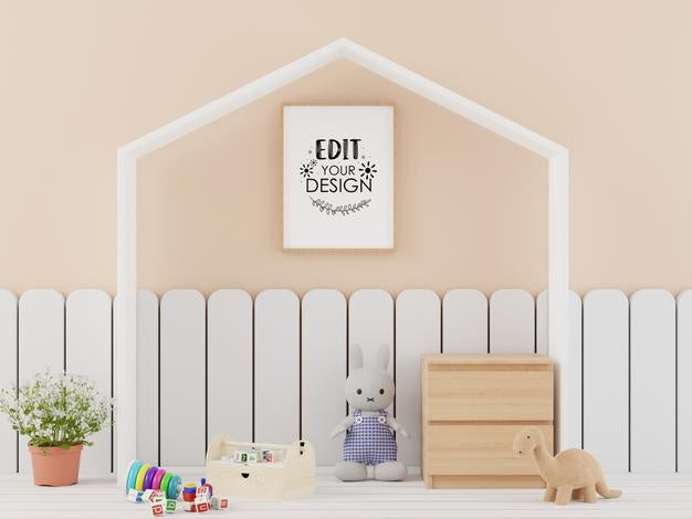 Poster Frame In Kids Room Psd Mockup Psd