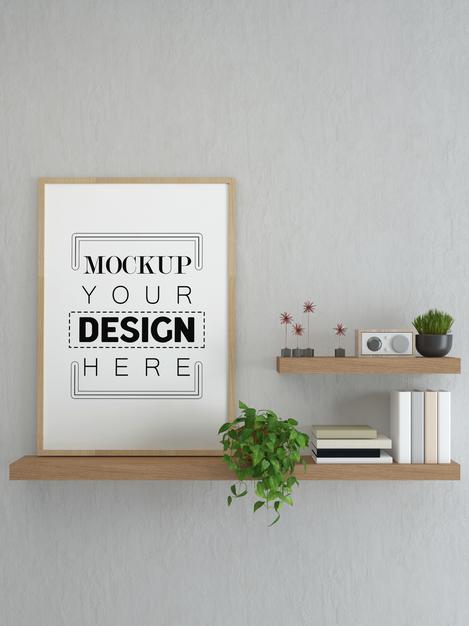 Poster Frame In Living Room Mock Up Psd