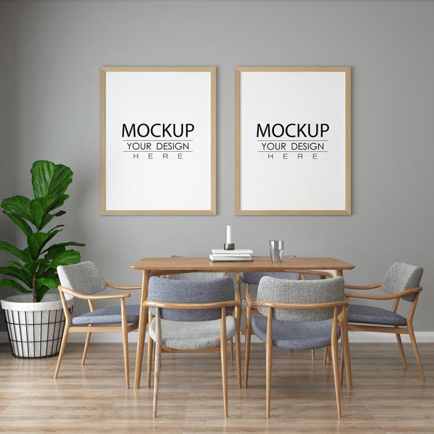 Poster Frame In Living Room Mock Up Psd